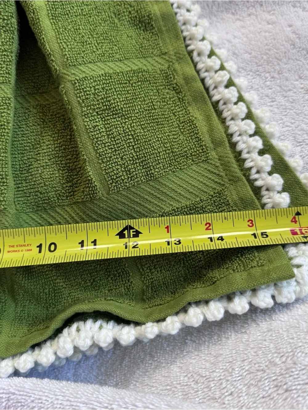 Green Crochet-Trim Hanging Kitchen Towels - Brand: